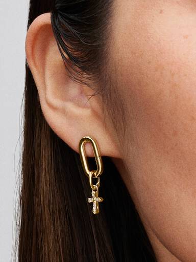 Funklende Kors Mini Charm med Vedhæng