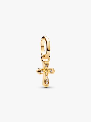 Funklende Kors Mini Charm med Vedhæng