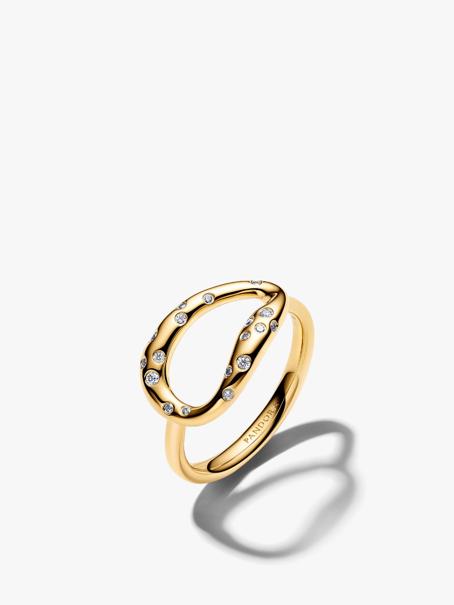 Organisk Formet Stenindfattet Statement Ring