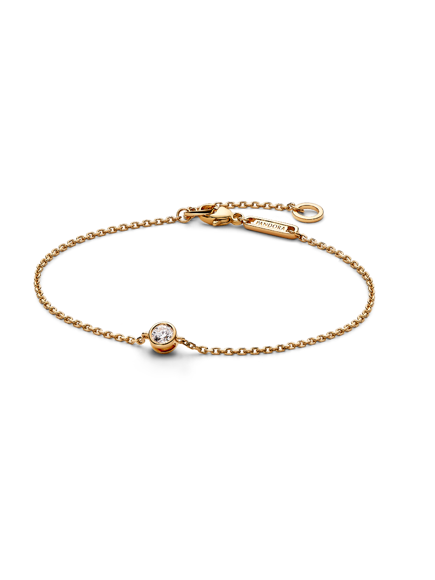 Pandora Era bezel kædearmbånd i 14 kt. guld med laboratorieskabt diamant