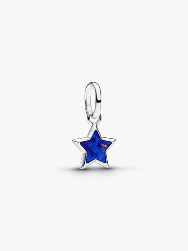 Blå Stjerne Mini Charm med Vedhæng