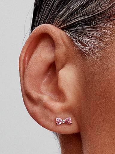 Funklende Pink Sløjfe Ørestikker