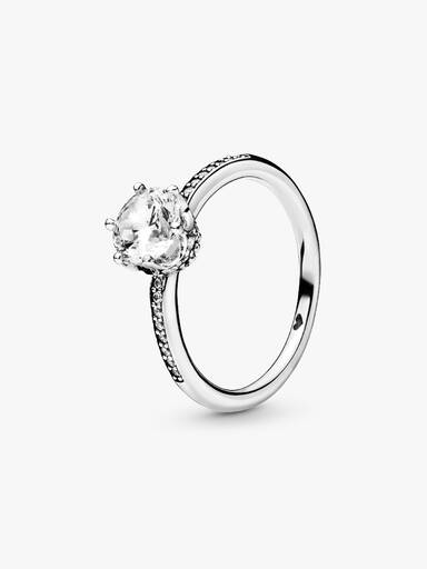 Klar Funklende Crown Solitairering