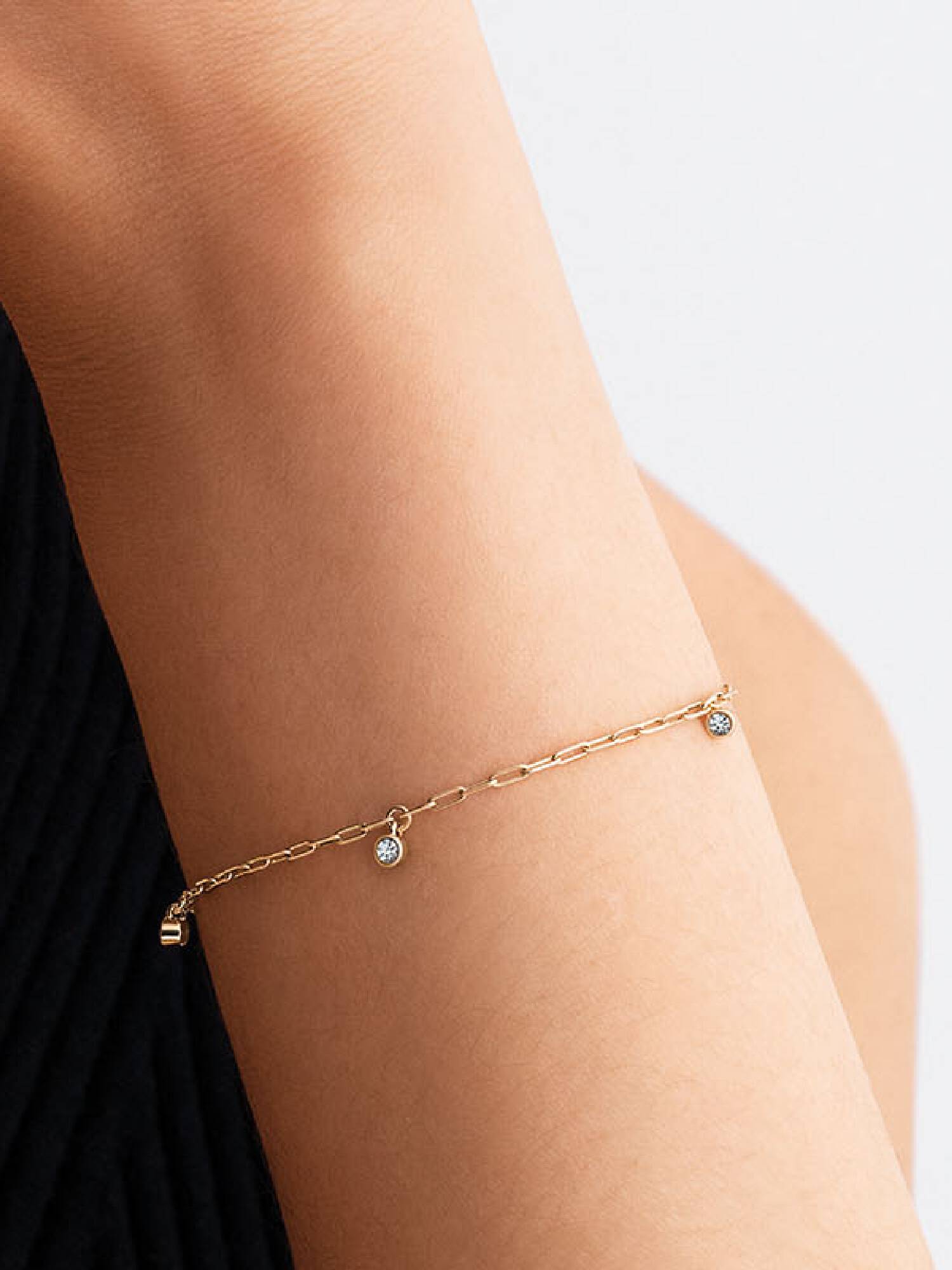 Pandora Era Bezel Laboratorieskabte Diamanter Papirclips Kædearmbånd med vedhæng