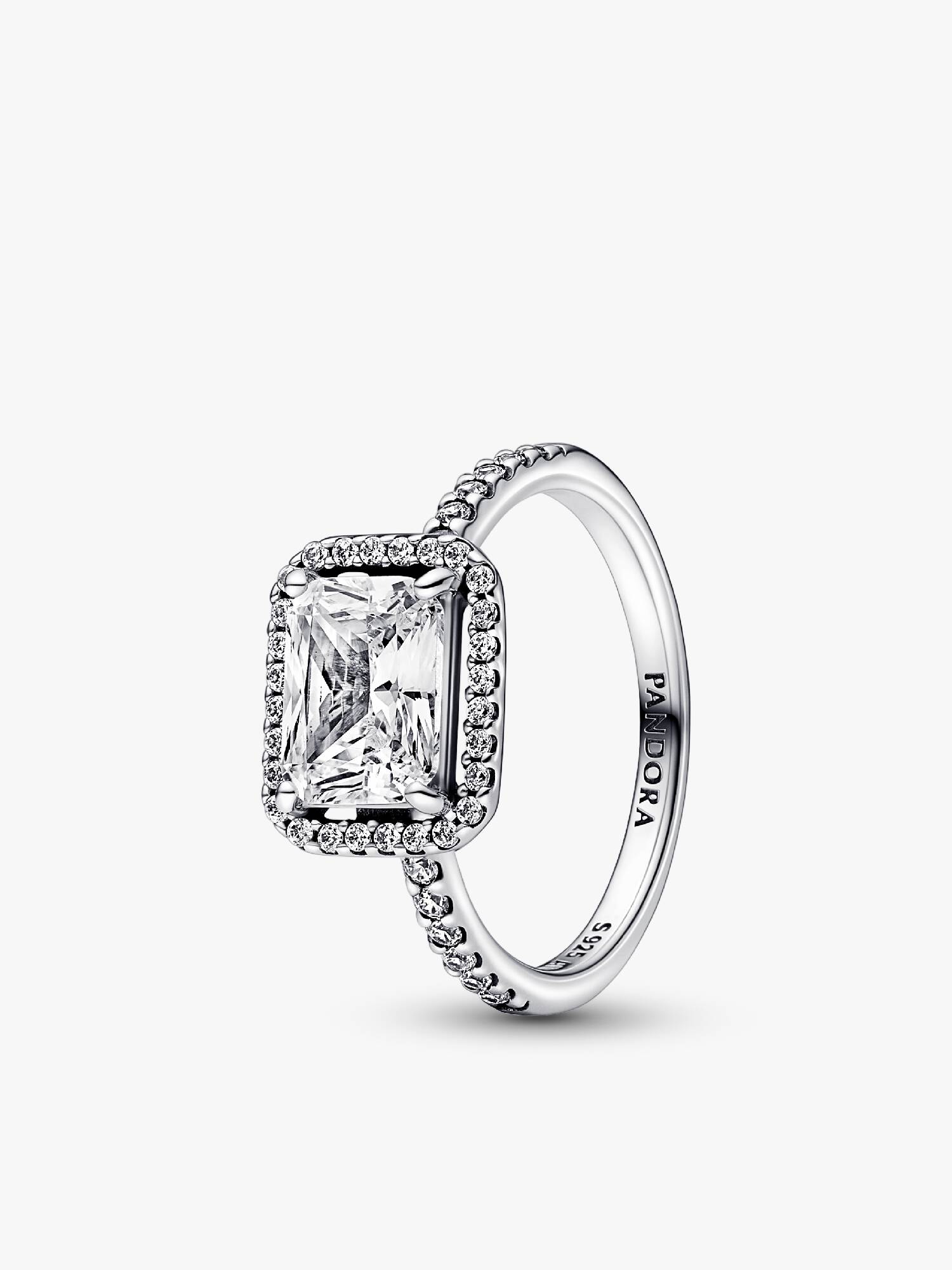 Rektangulær Funklende Halo Ring