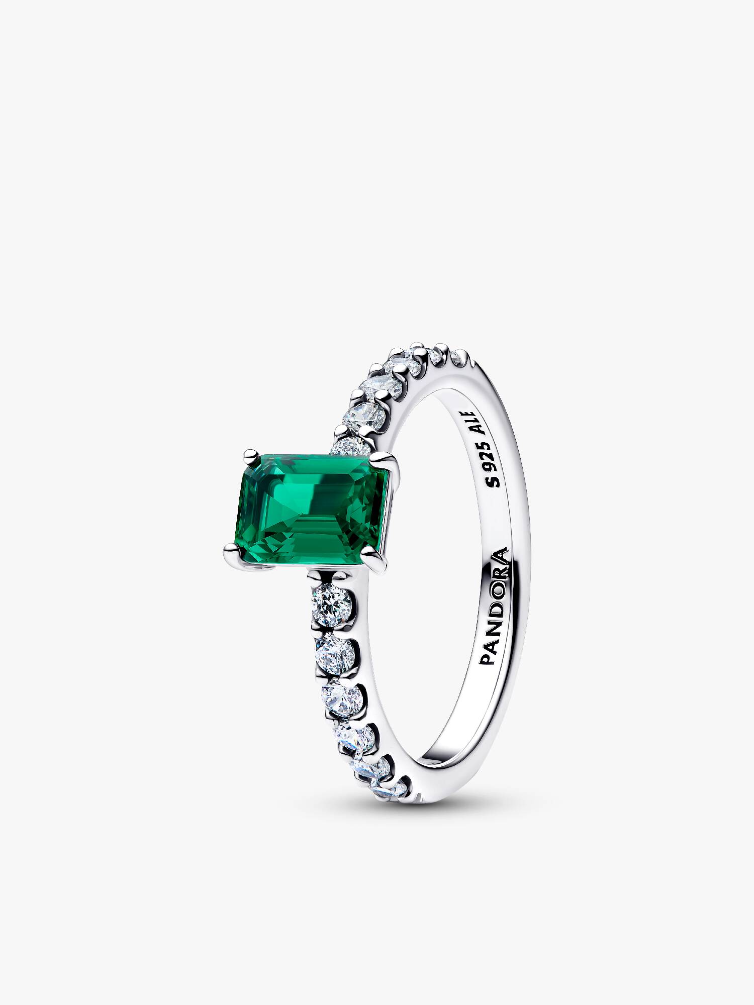 Rektangulær Funklende Grøn Halo Ring