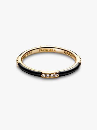 Sort Emalje & Sten Ring