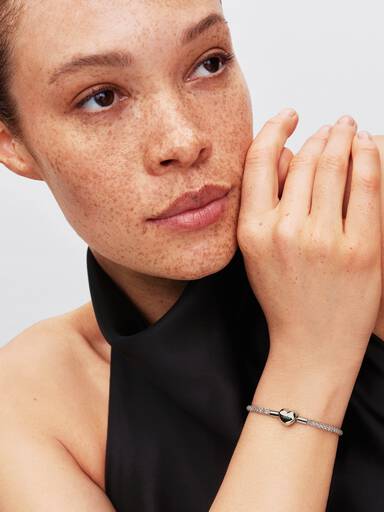 Funklende Mesh Armbånd med Hjertelås