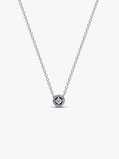 Rund Pavé Halo Collier Halskæde