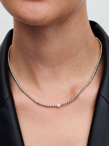 Behandlet Ferskvandskulturperle- & Kuglecollier-Halskæde
