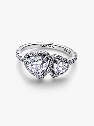 Funklende Halo Hjerter Ring
