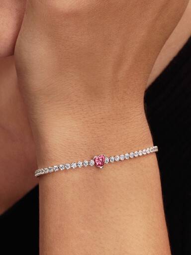 Pink Funklende Hjerte Tennisarmbånd