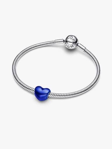 Metalblåt Hjerte Charm