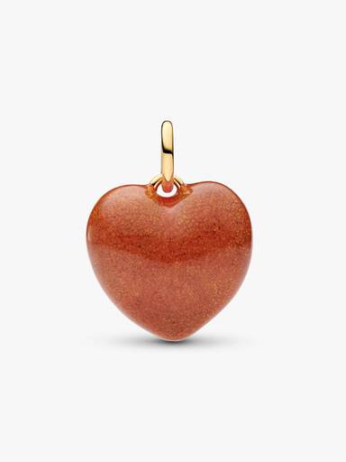 Orange Buttet Hjerte Charm med vedhæng