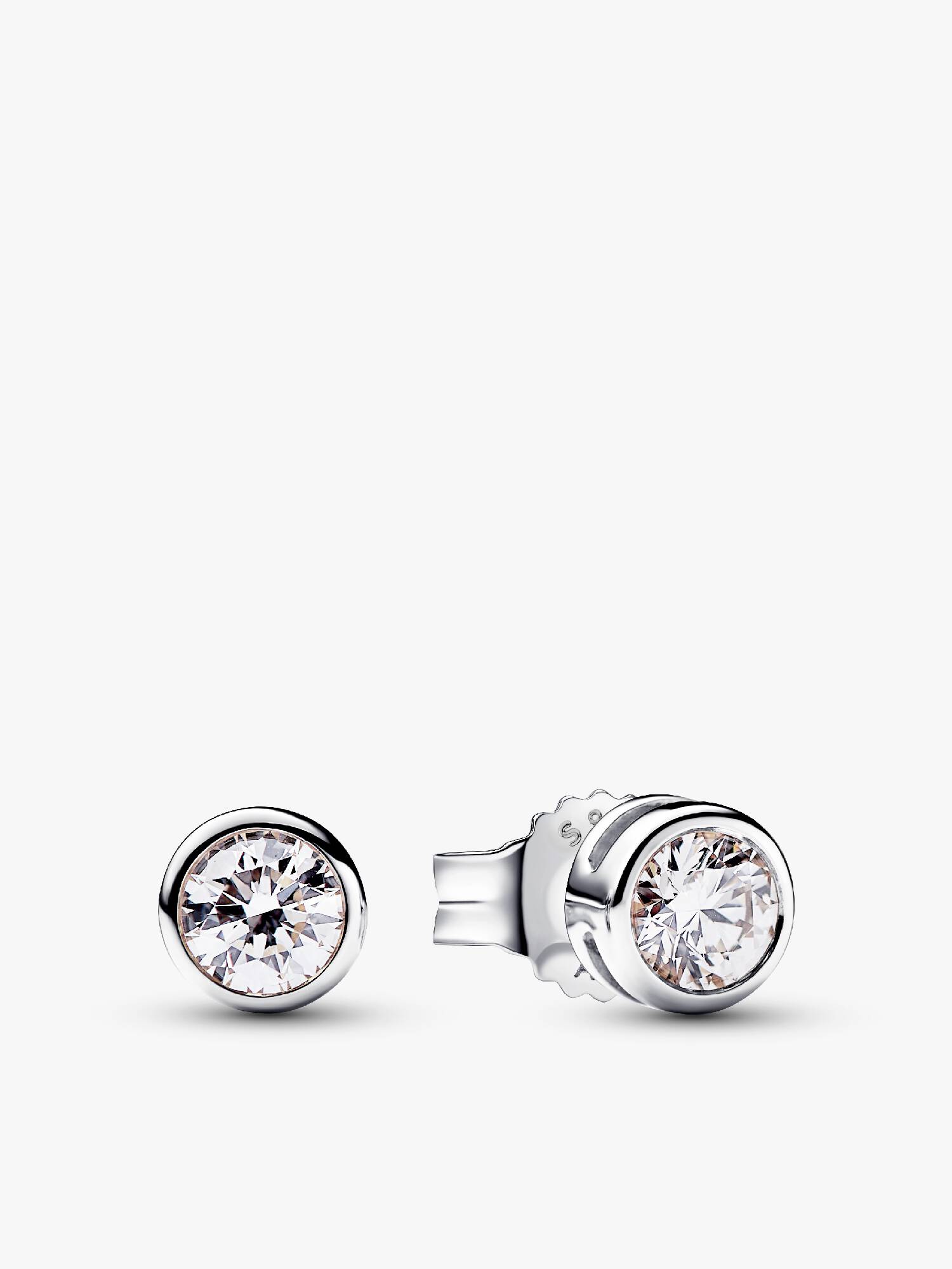 Pandora Era bezel øreringe i sterlingsølv med laboratorieskabt diamant