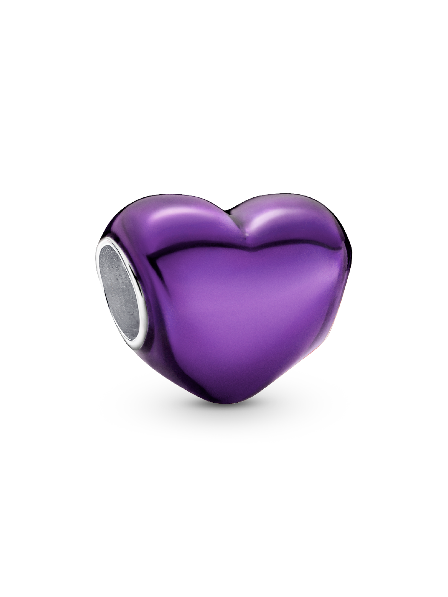 Metallisk Lilla Hjerte Charm