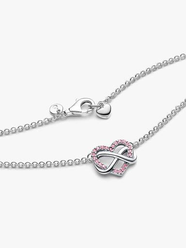Funklende pink evighedshjerte collier-halskæde