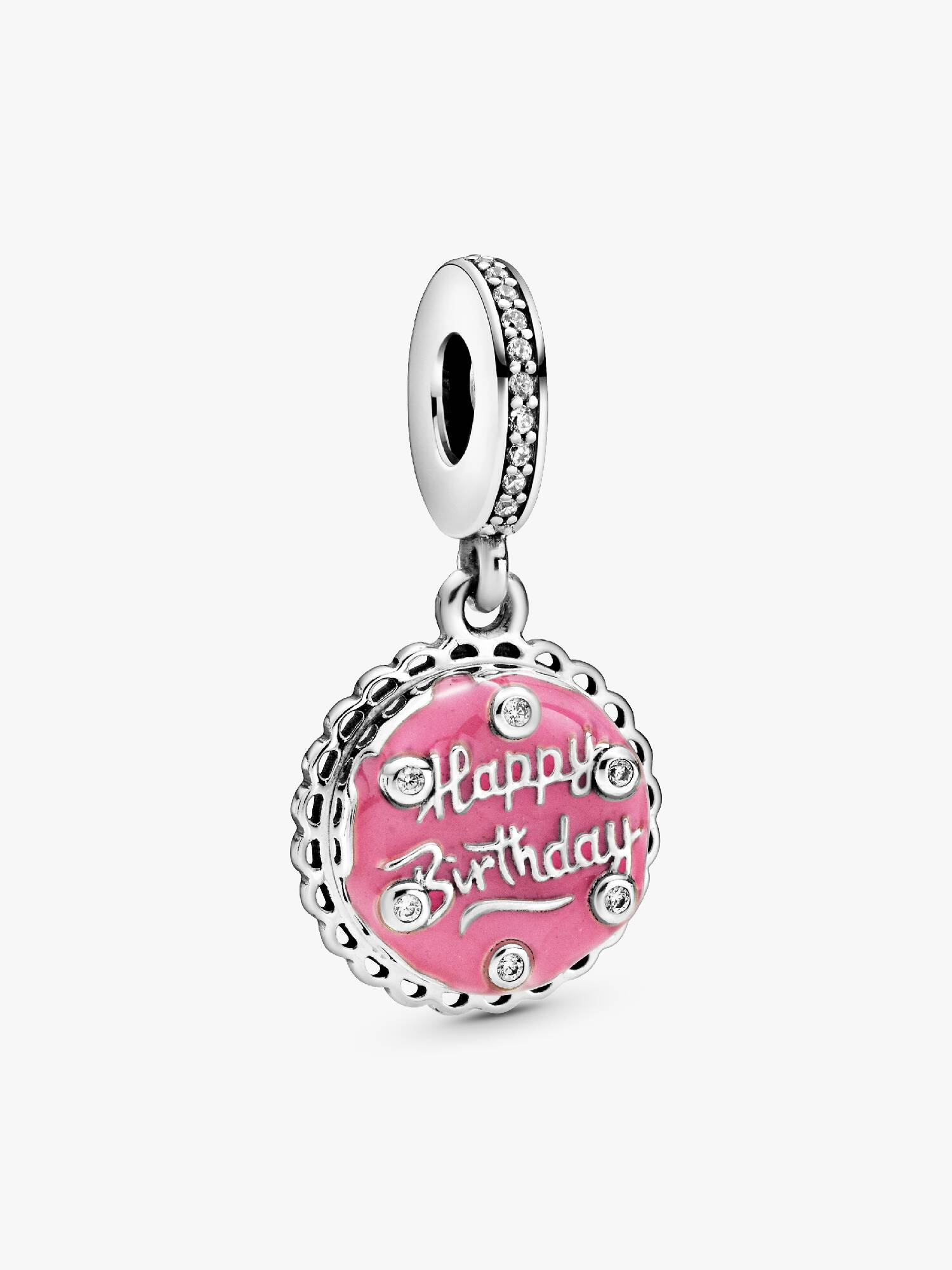 Pink Fødselsdagskage Charm med Vedhæng