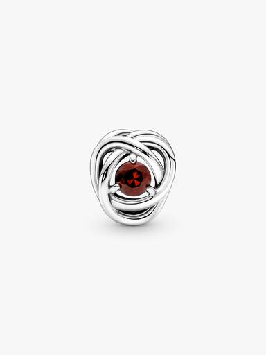 Januar Fødselssten Rød Evighedscirkel Charm