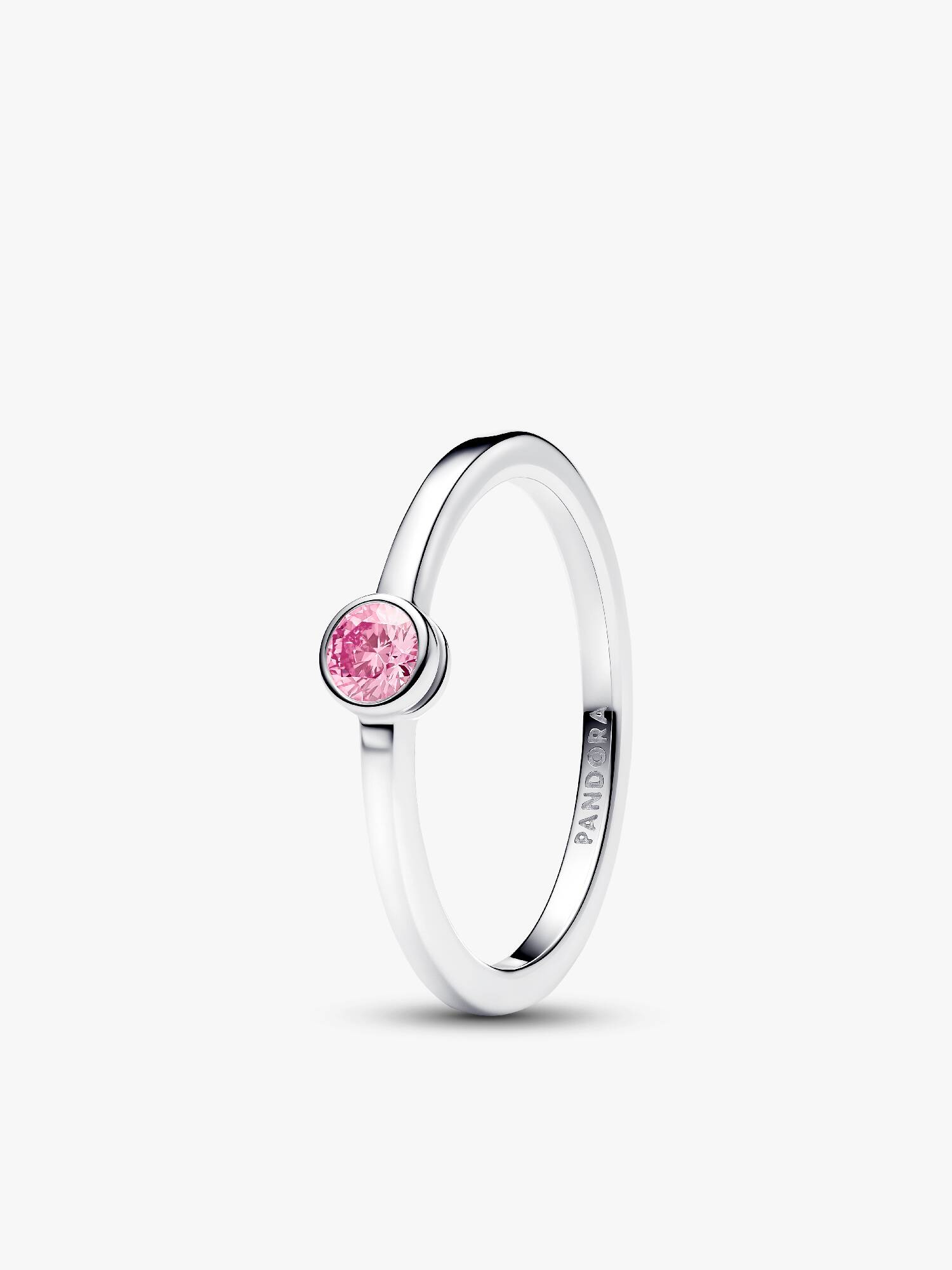 Pandora Era Bezel Ring i Sterlingsølv med Pink Laboratorieskabt Diamant