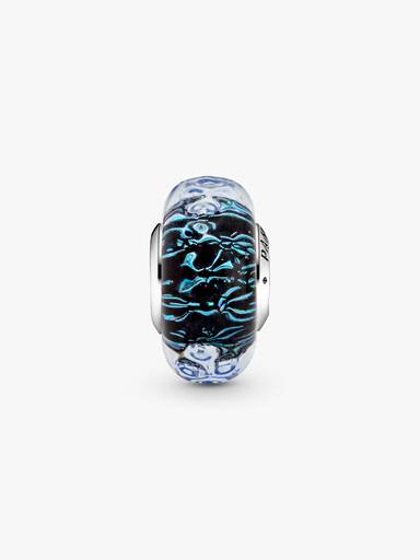 Bølget Mørkeblåt Muranoglas Hav Charm