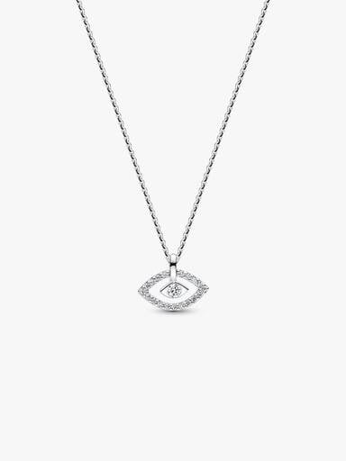 Pandora Talisman halskæde i sterlingsølv med ondt øje-vedhæng med laboratorieskabt diamant