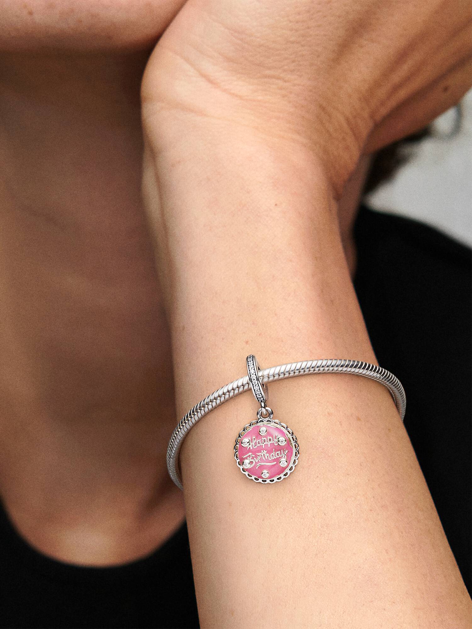 Pink Fødselsdagskage Charm med Vedhæng