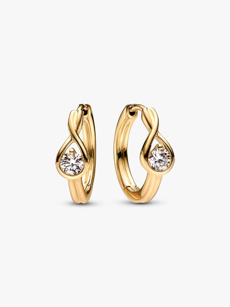 Pandora Infinite creoler i 14 kt. guld med laboratorieskabt diamant