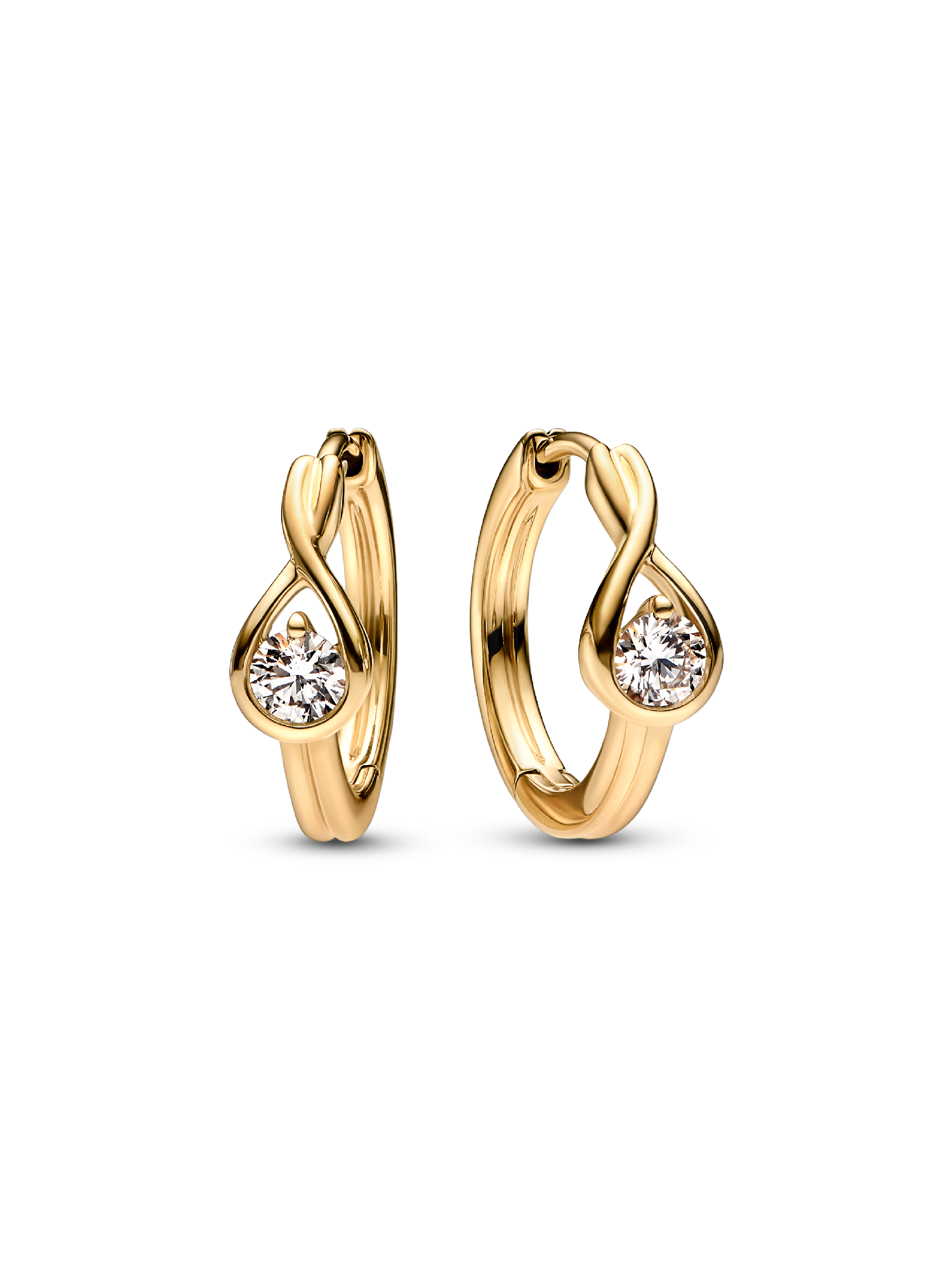 Pandora Infinite creoler i 14 kt. guld med laboratorieskabt diamant