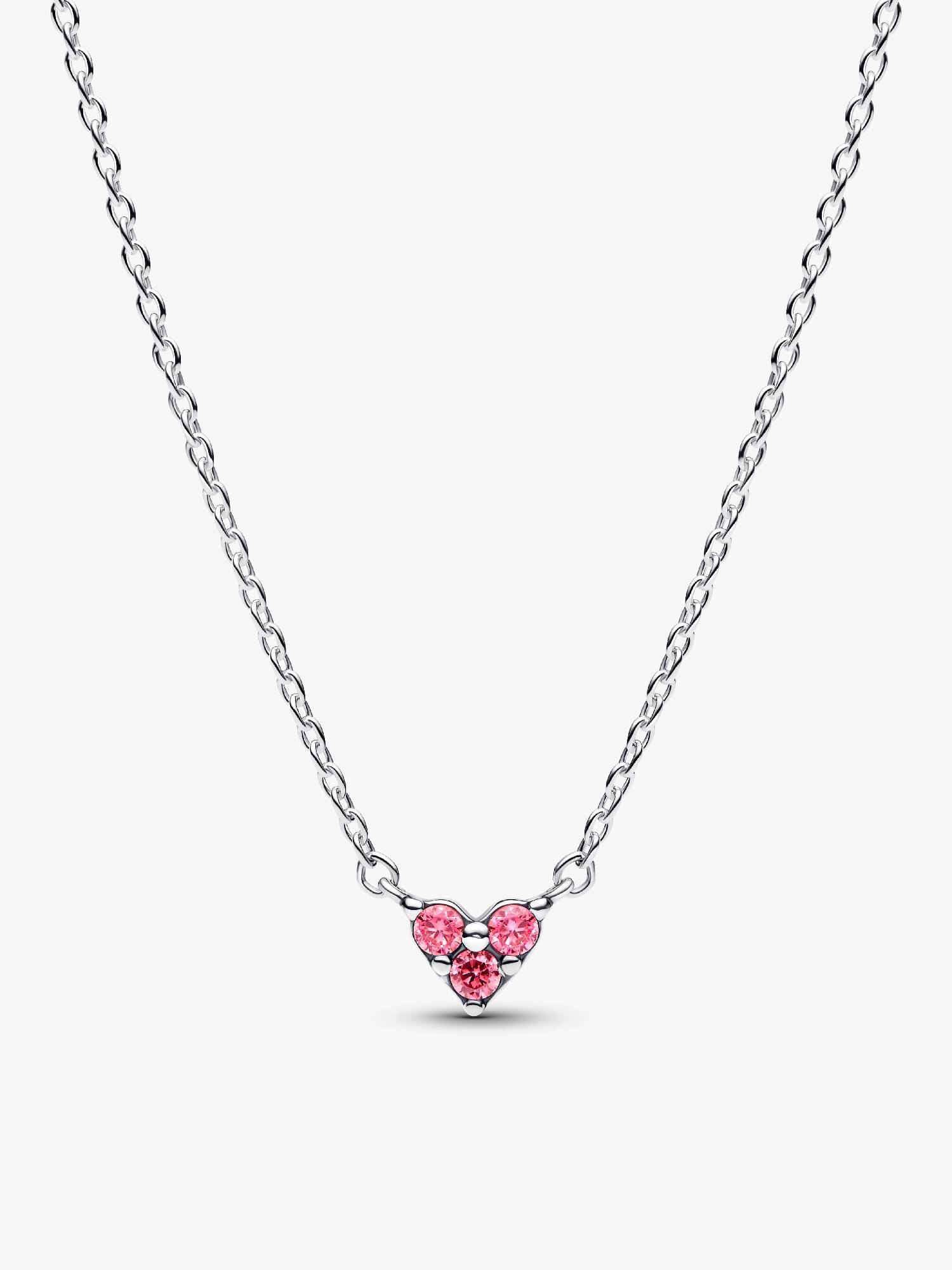 Tre Pink Sten i Hjerte Collier Halskæde