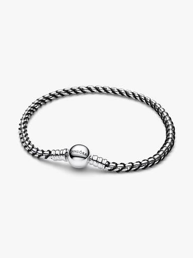 Box Chain Armbånd med Sort Snor