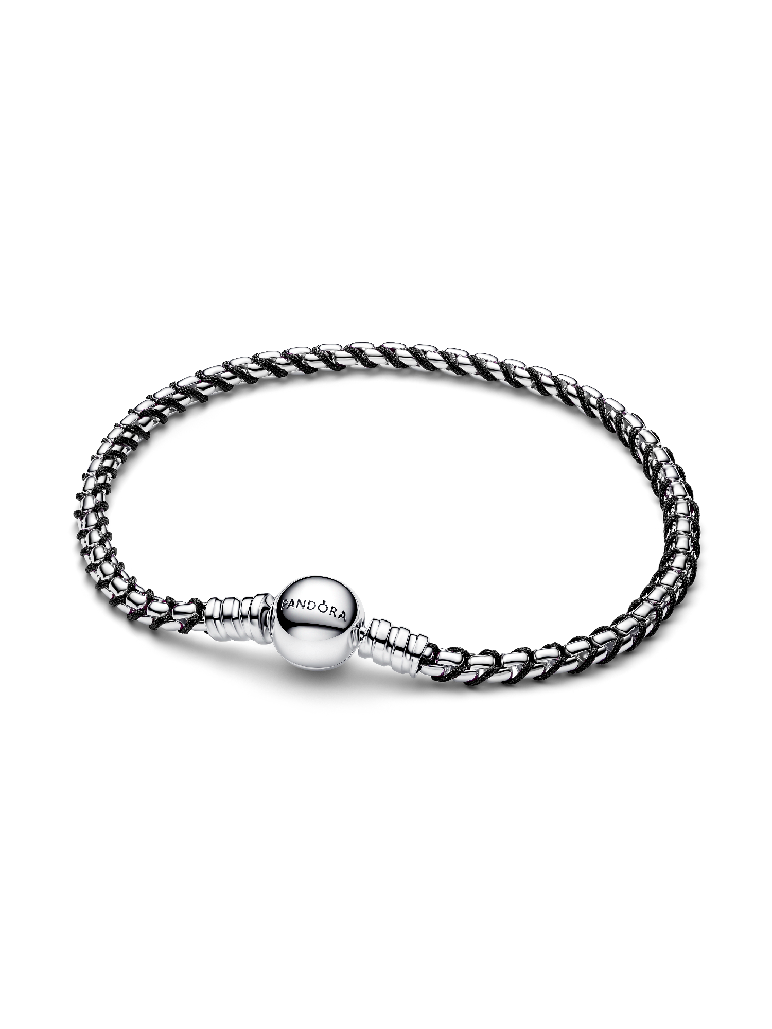 Box Chain Armbånd med Sort Snor