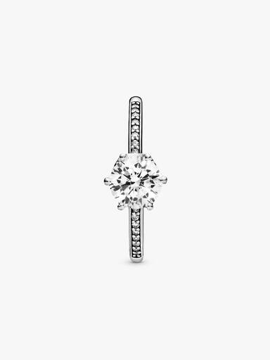 Klar Funklende Crown Solitairering