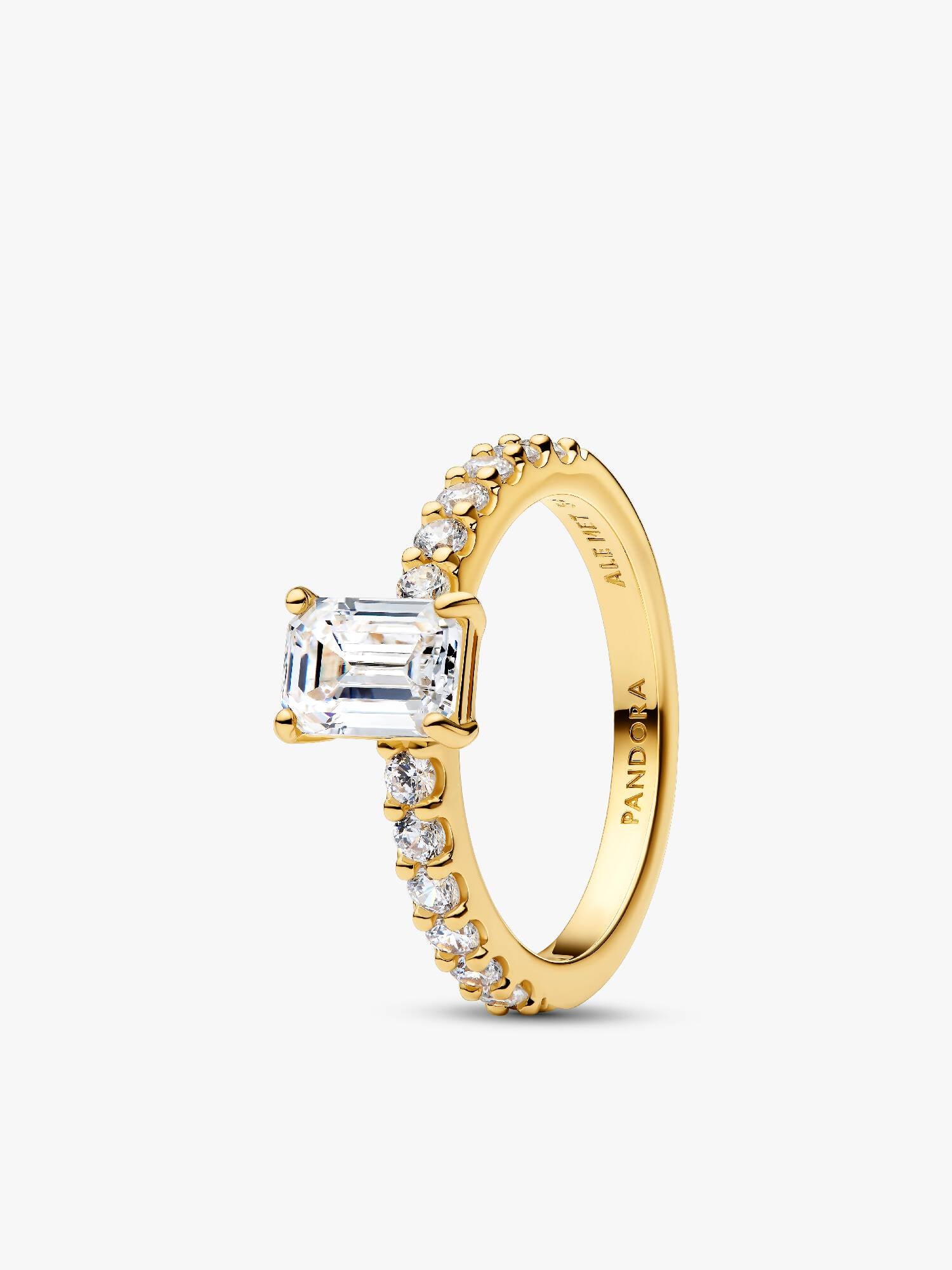 Rektangulær Funklende Halo Ring