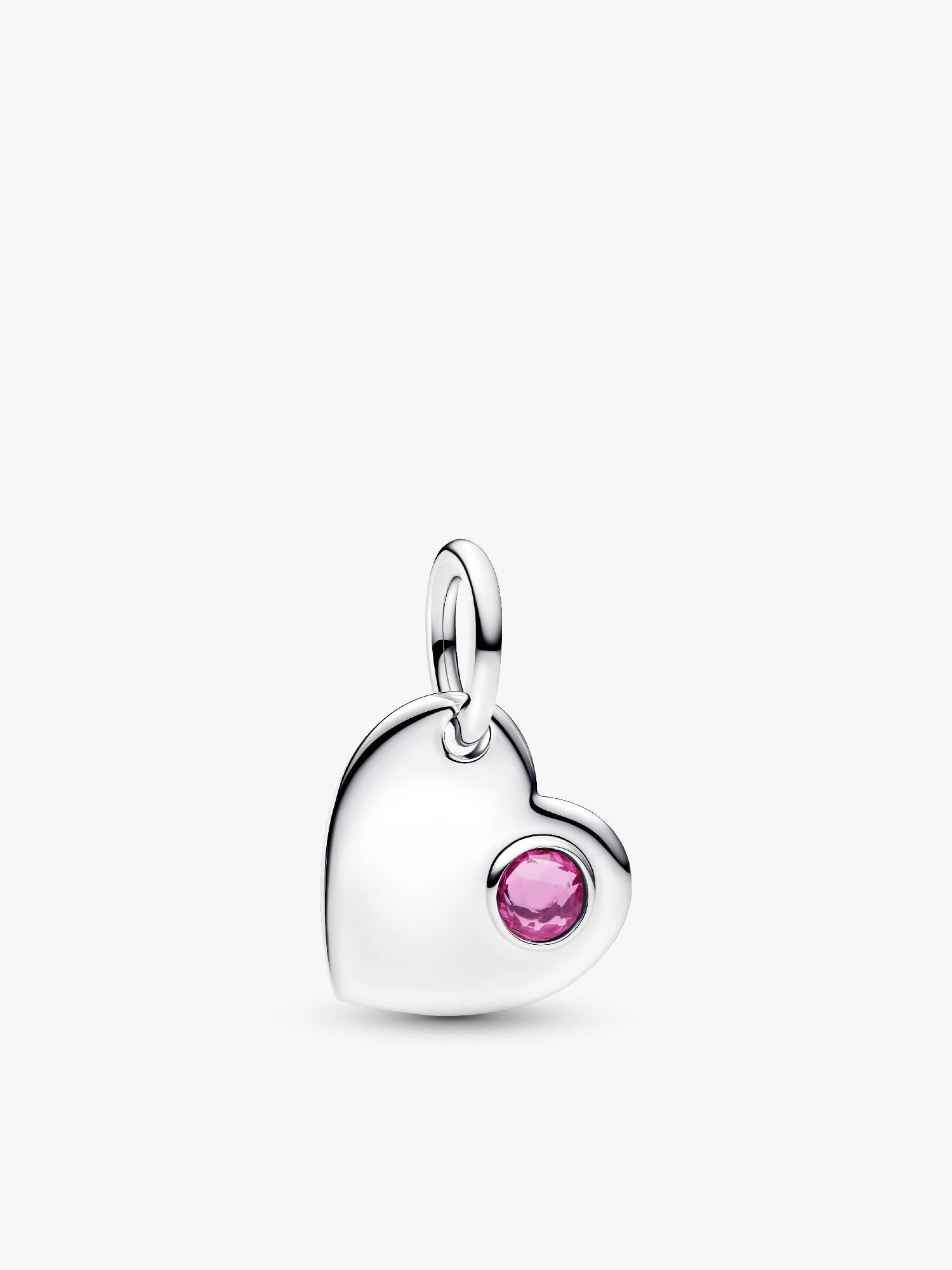 Indgraverbart Charm med Hjertevedhæng med Pink Sten