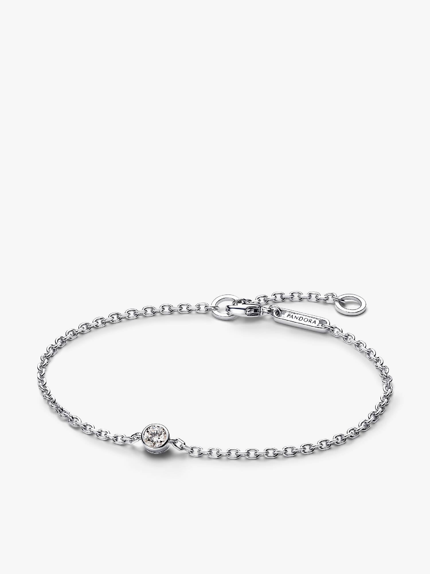 Pandora Era bezel kædearmbånd i sterlingsølv med laboratorieskabt diamant