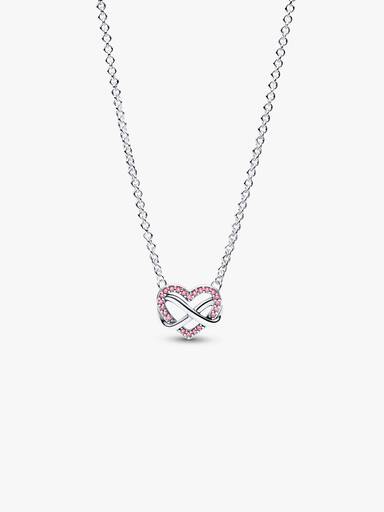 Funklende pink evighedshjerte collier-halskæde