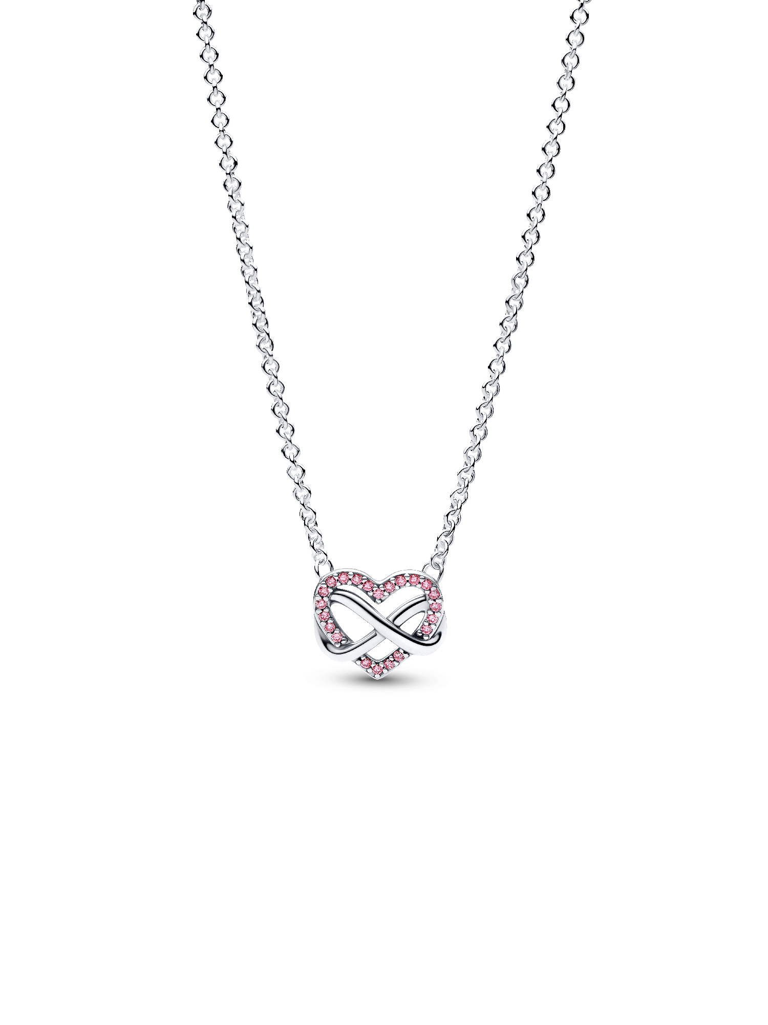 Funklende pink evighedshjerte collier-halskæde