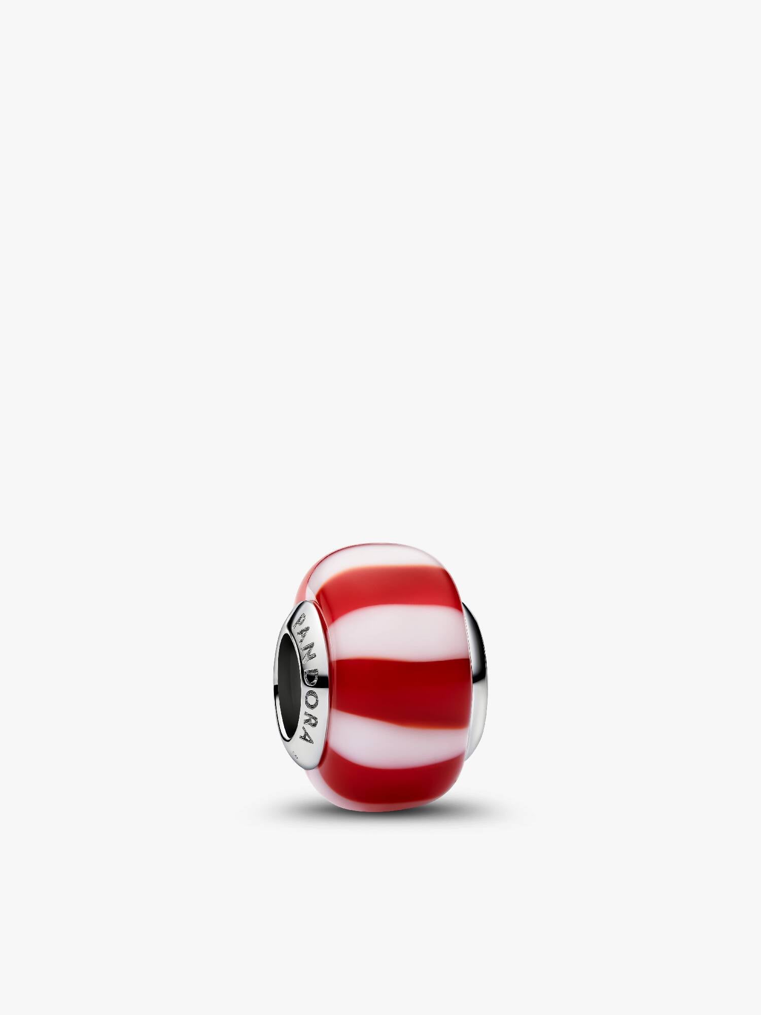 Rød Pebermynte Muranoglas Charm 