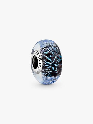 Bølget Mørkeblåt Muranoglas Hav Charm