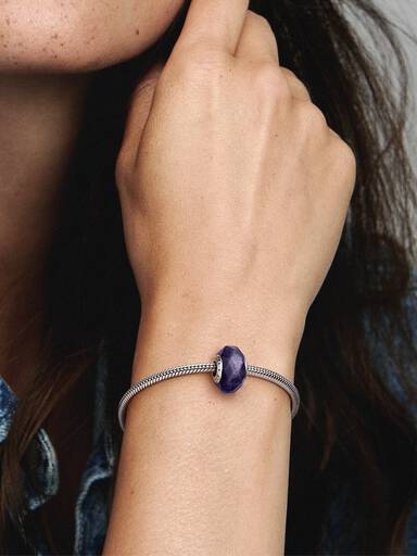 Facetteret Blåt Muranoglas Charm