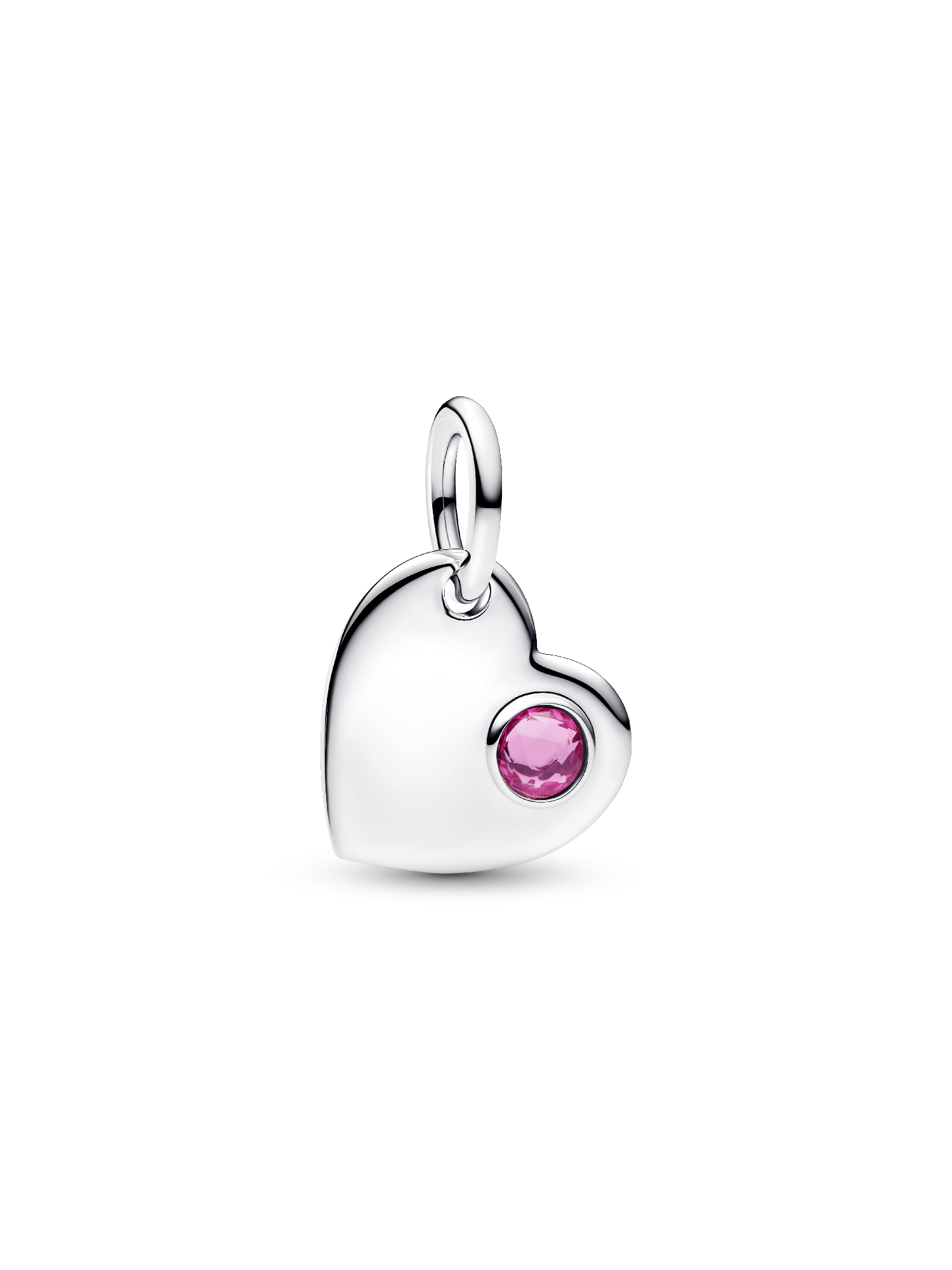 Indgraverbart Charm med Hjertevedhæng med Pink Sten
