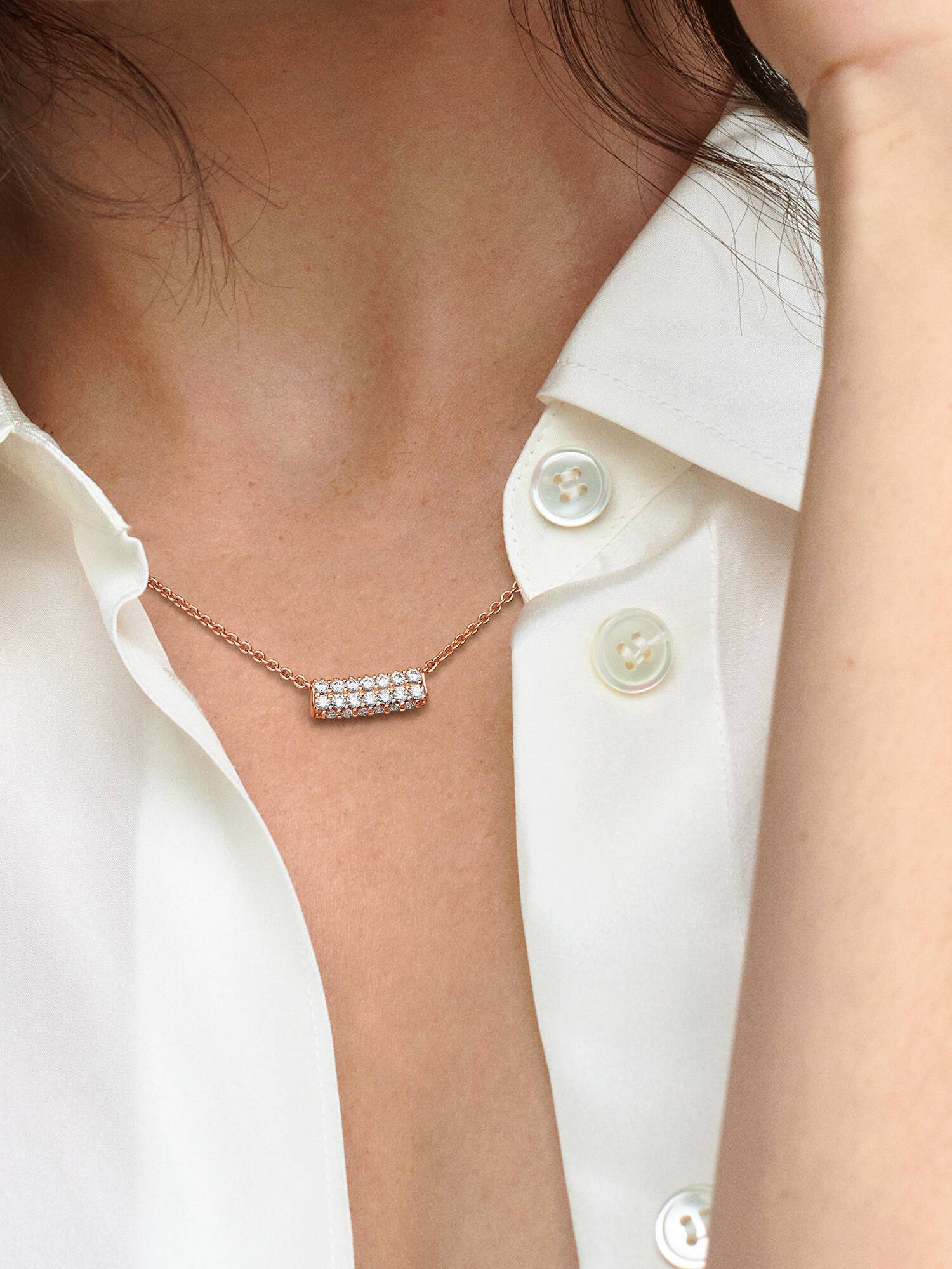 Pandora Timeless Pavé Dobbeltradet Bar Collier-halskæde