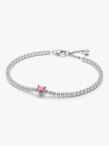 Pink Funklende Hjerte Tennisarmbånd