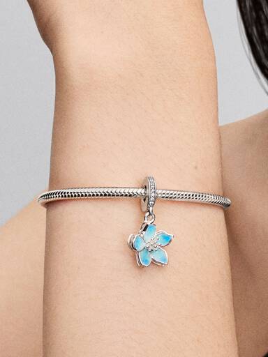 Blå Blomst Charm med vedhæng