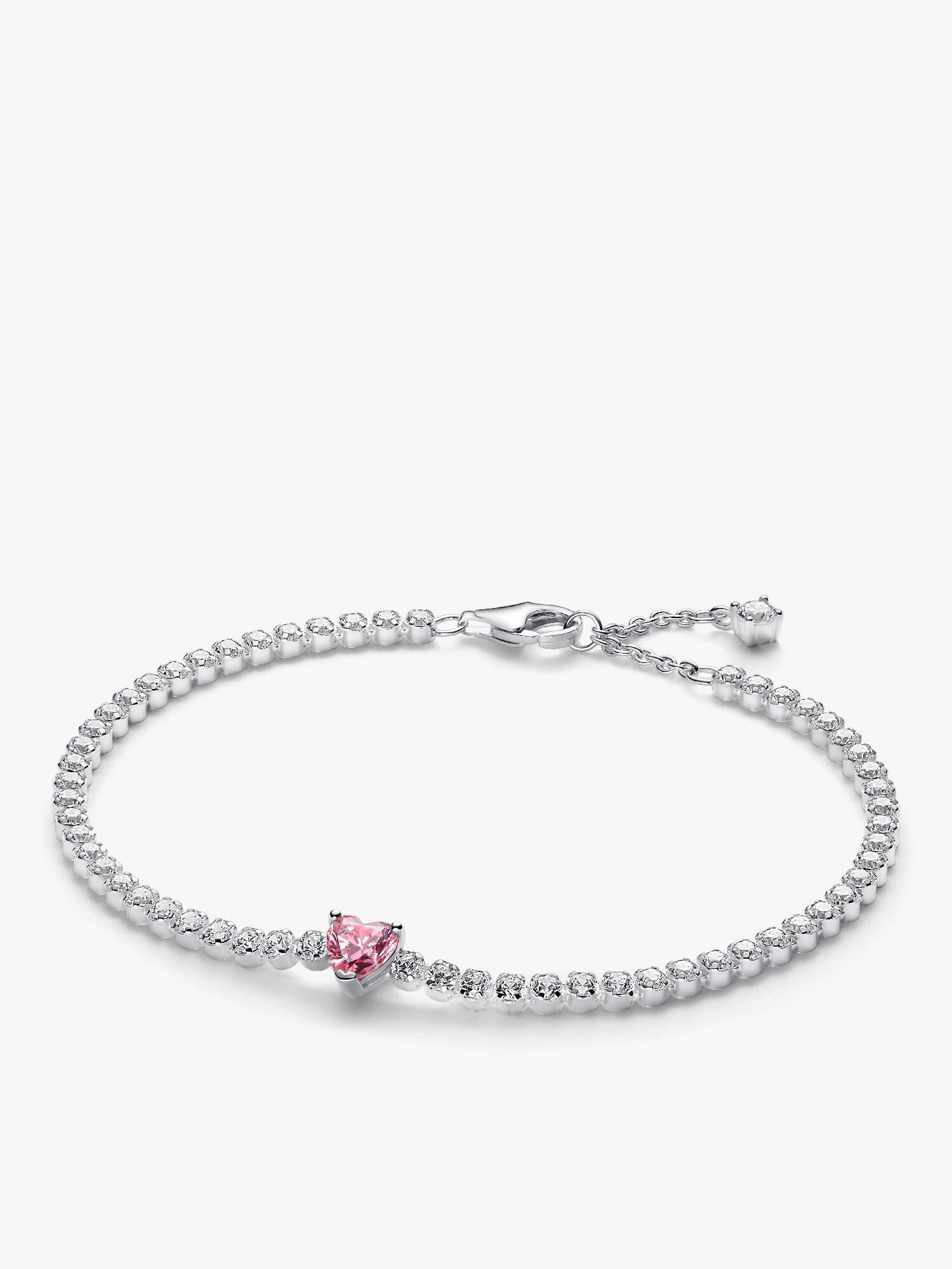 Pink Funklende Hjerte Tennisarmbånd