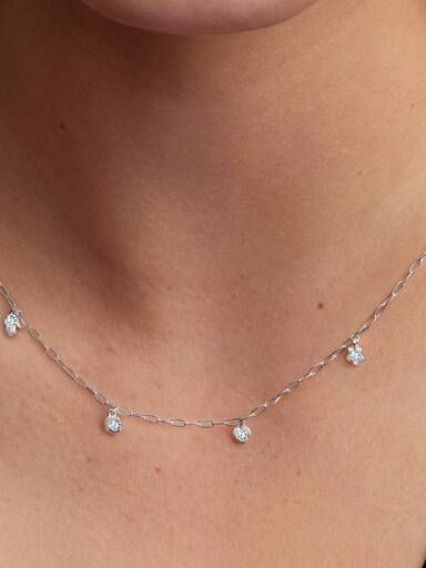 Pandora Talisman papirklipskæde i sterlingsølv med symbolske vedhæng med laboratorieskabte diamanter