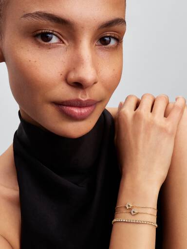 Pandora Talisman Hjerte Kædearmbånd 14 kt. Guld med Laboratorieskabt Diamant Pavé