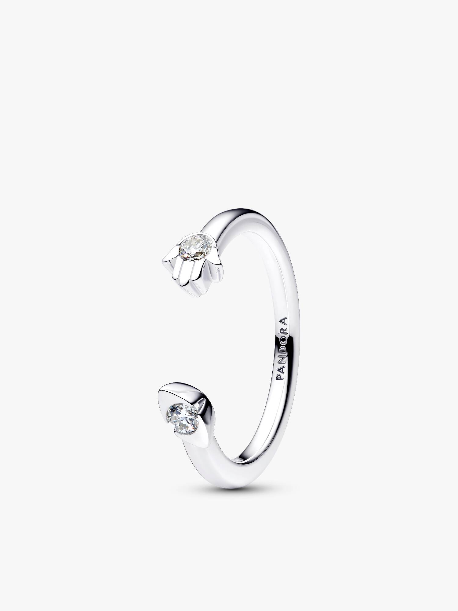 Pandora Talisman åben ring i sterlingsølv med ondt øje og hamsas hånd med laboratorieskabte diamanter