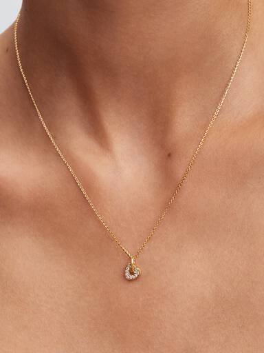 Pandora Talisman Hjerte Halskæde med vedhæng 14 kt. Guld med Laboratorieskabt Diamant Pavé